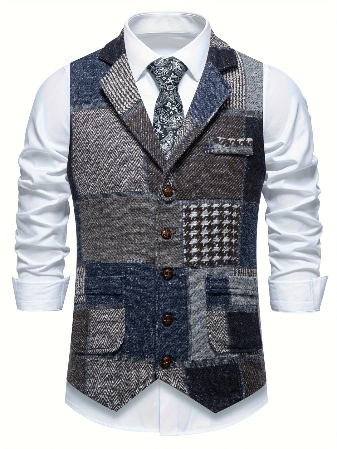 Léo | Le Gilet Patchwork Élégant
