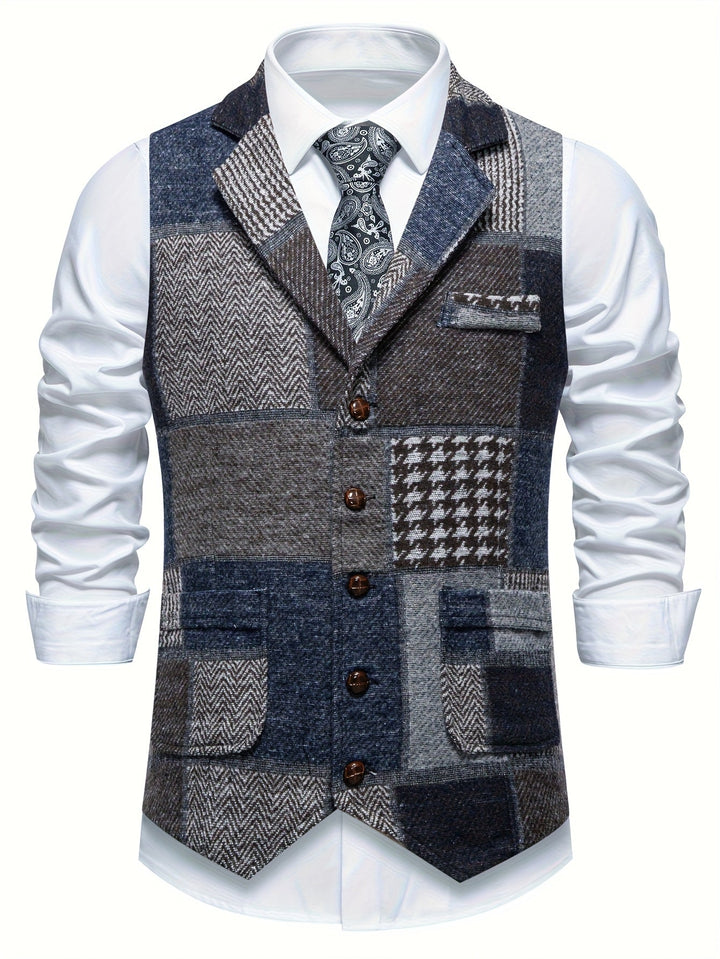Léo | Le Gilet Patchwork Élégant