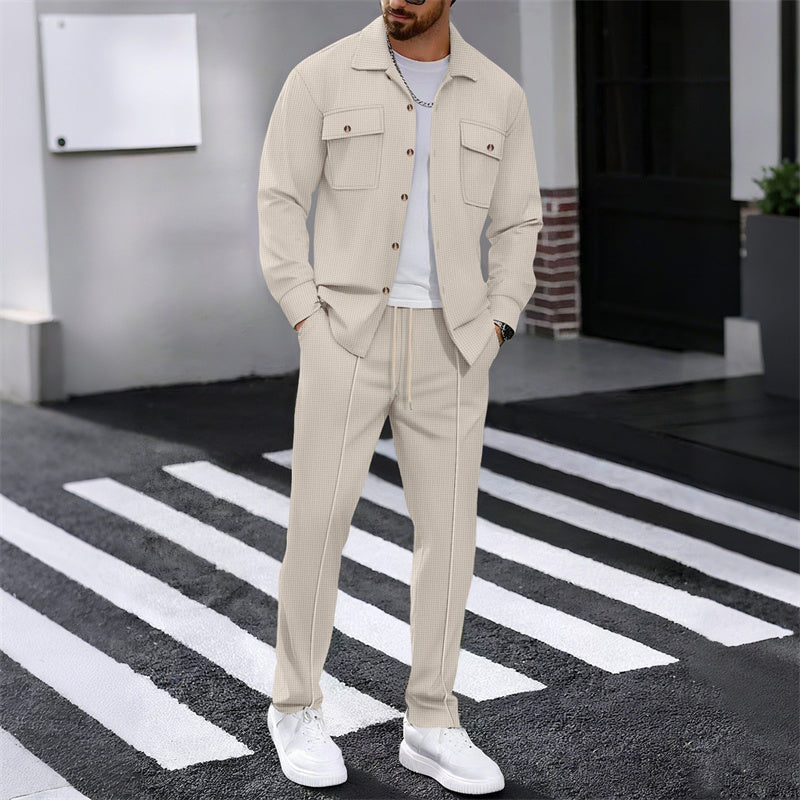 Ensemble Veste Boutonnée et Pantalon en Maille