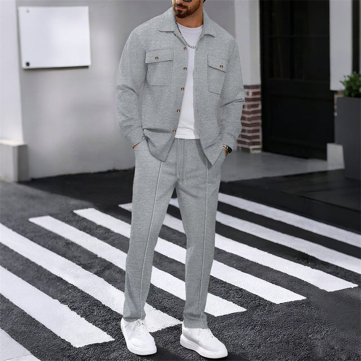 Ensemble Veste Boutonnée et Pantalon en Maille