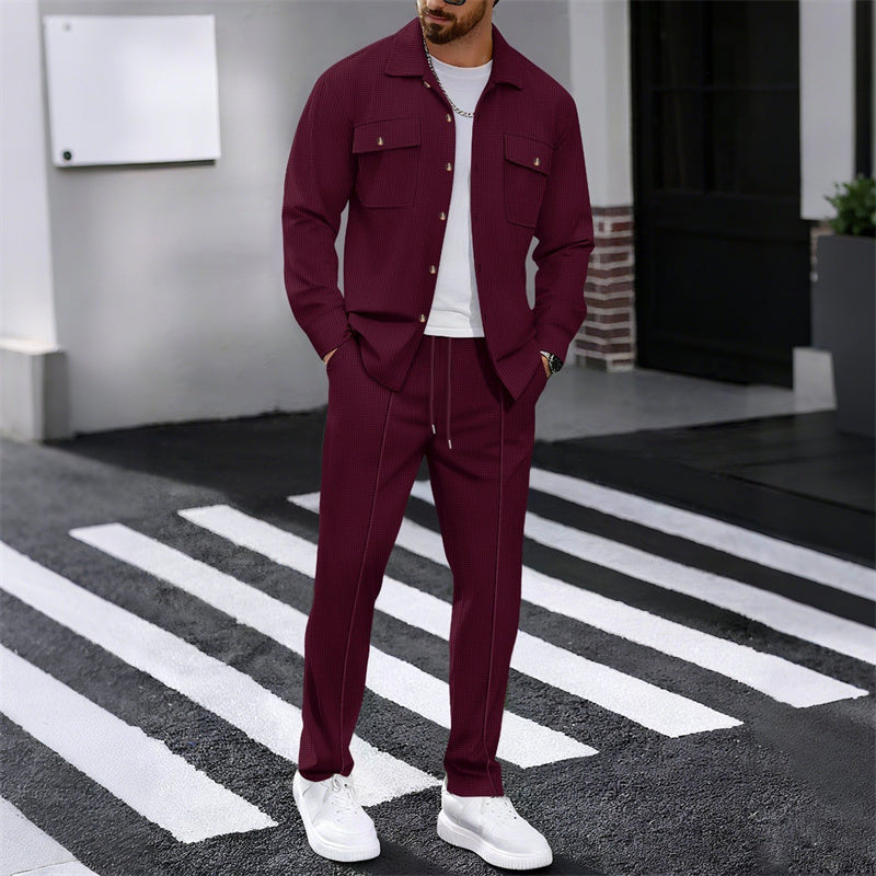 Ensemble Veste Boutonnée et Pantalon en Maille