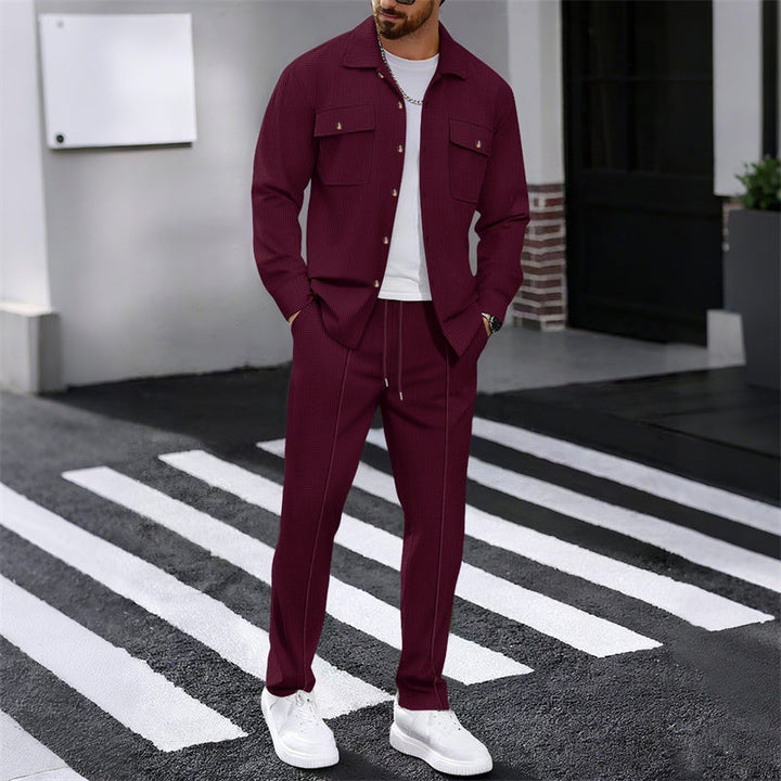 Ensemble Veste Boutonnée et Pantalon en Maille