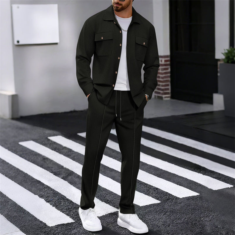 Ensemble Veste Boutonnée et Pantalon en Maille