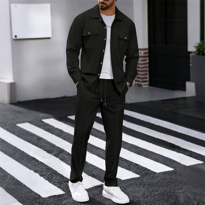 Ensemble Veste Boutonnée et Pantalon en Maille