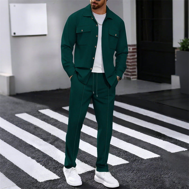 Ensemble Veste Boutonnée et Pantalon en Maille