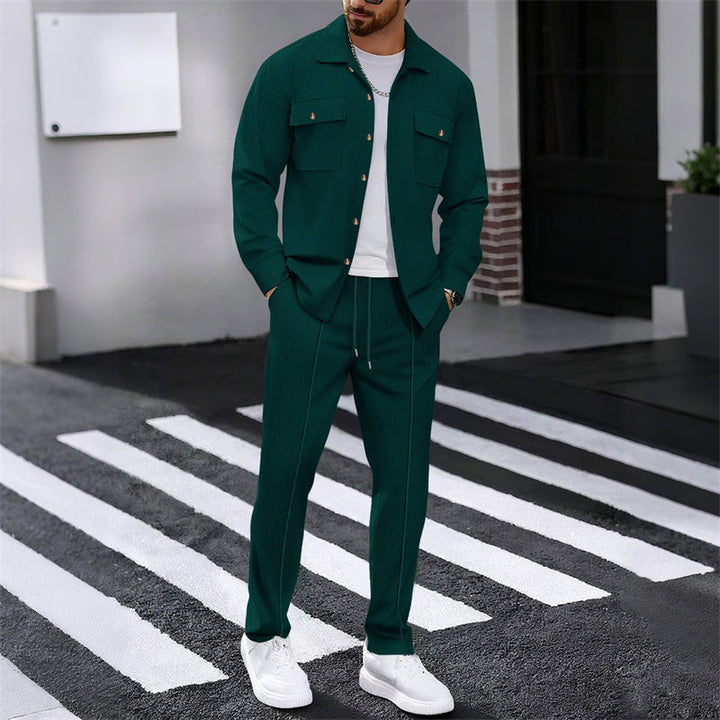 Ensemble Veste Boutonnée et Pantalon en Maille