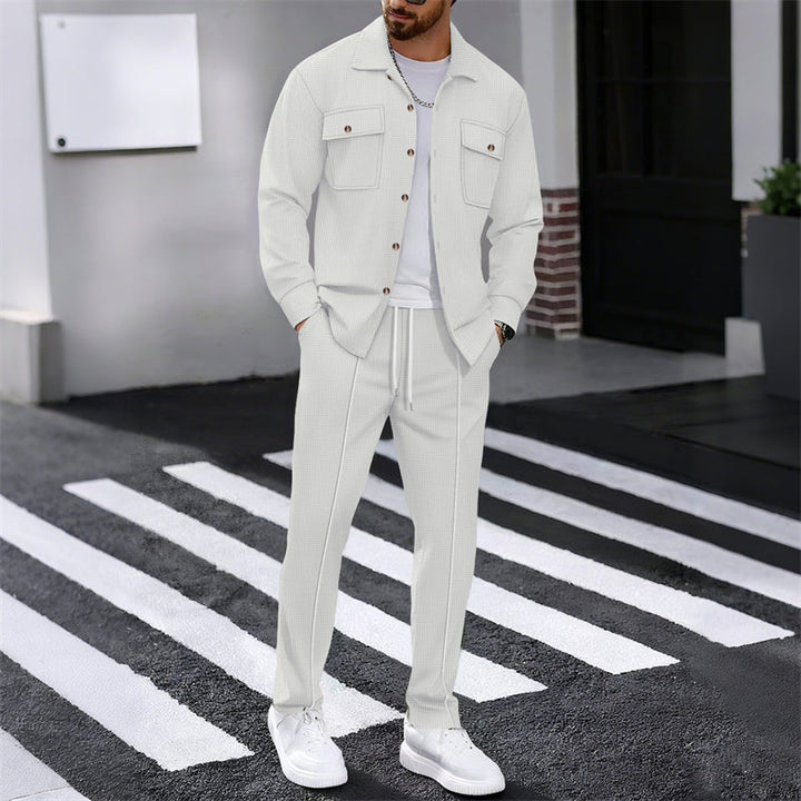 Ensemble Veste Boutonnée et Pantalon en Maille