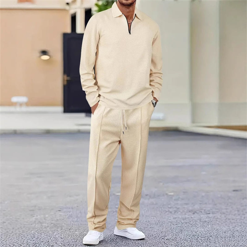 Ensemble Maille Gaufrée et Pantalon Droit