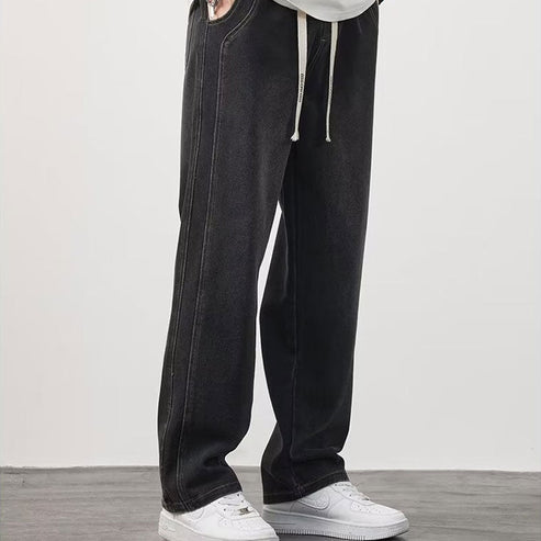 Jean Droit Classique en Tissu Doux