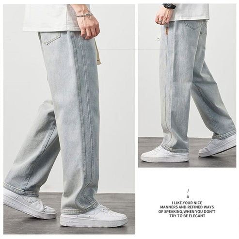 Jean Droit Classique en Tissu Doux