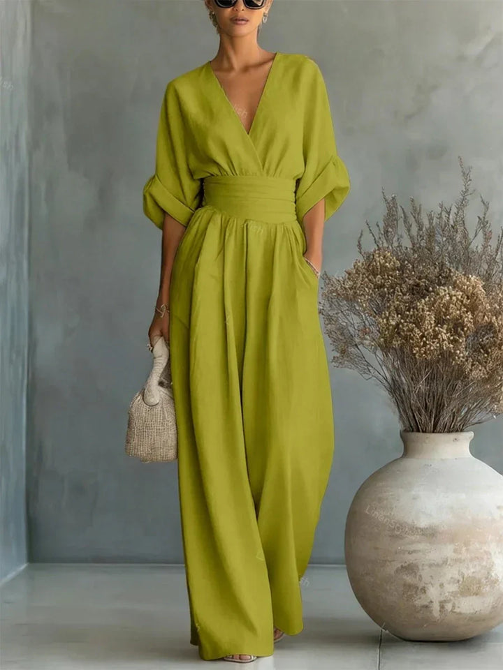 Eva | Combinaison élégante à encolure en V et taille haute